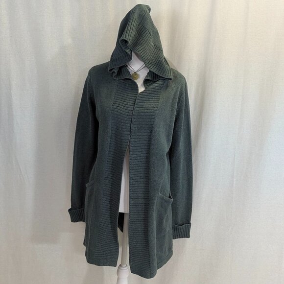 Tahari Size Small Dark Teal Hooded Open Cardigan - Picture 1 of 14